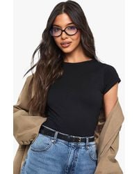 Boohoo - Basics Fitted Ringer Cap Sleeve Top - Lyst