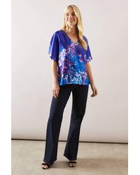 Wallis - Floral Placement V Neck Top - Lyst