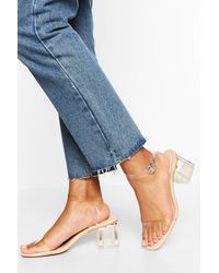 Boohoo - Wide Fit Low Clear Barely There Heels - Lyst