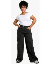 Boohoo - Basics Plus High Waisted Super Wide Leg Jeans - Lyst