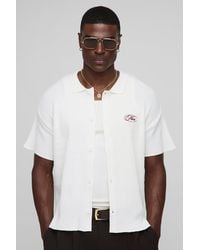 Boohoo - Boxy Rib Knitted Shirt - Lyst