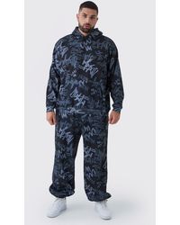 Boohoo - Plus Oversized Graffiti Print Hooded Wide Leg Tracksuit - Lyst
