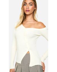Boohoo - Premium Rib One Shoulder Knitted Top - Lyst