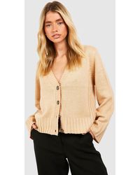 Boohoo - Knitted Button Through Wide Sleeve Cardigan - Lyst