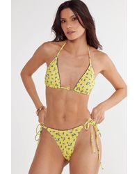 Nasty Gal - Ditsy Floral Picot Trim Triangle Bikini - Lyst