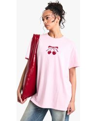 Boohoo - Camiseta Con Lazo Y Estampado De Cerezas - Lyst