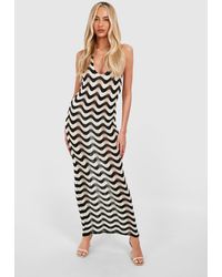Boohoo - Tall Knitted Stripe Halterneck Maxi Dress - Lyst