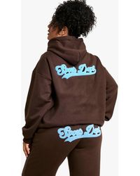 Boohoo - Plus Sports Dept Towelling Applique Zip Through Hoodie - Lyst
