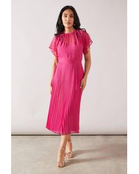 Wallis - Petite Cape Sleeve Embellished Shoulder Midi Dress - Lyst