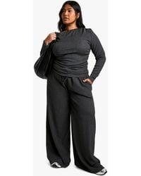 Boohoo - Plus Textured Drawstring Waist Trouser - Lyst