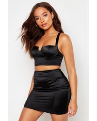 Boohoo Womens Satin Cup Detail Bralet - Black