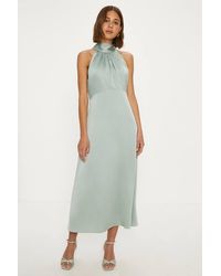 Oasis - Satin Halter Neck Midi Bridesmaid Dress - Lyst