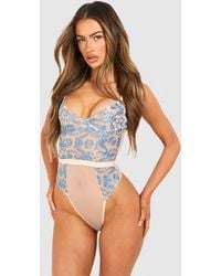Boohoo - Lace Embroidered One Piece - Lyst