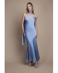 Oasis - Satin Scarf Detail Strappy Maxi Bridesmaid Dress - Lyst
