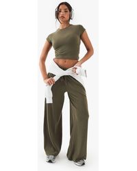 DSGN Studio - Embroidered Rib Wide Leg Trouser - Lyst