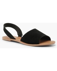 Boohoo Womens Peeptoe-Wildledersandalen in 2 Teilen - Schwarz