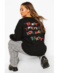 Boohoo Disney Metalic "merry Christmas" Sweat - Black