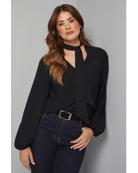 Wallis - Tie Neck Woven Blouse - Lyst