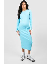 Boohoo - Maternity Basic Crew Neck Midaxi Dress - Lyst
