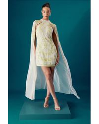 Coast - Muse Halter Neck Embellished Cape Sleeve Mini Dress - Lyst