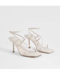 Boohoo - Square Toe Strappy Mid Height Heels - Lyst