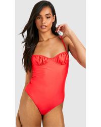Boohoo - Tall Ruched Cup Detail Bathing Suit - Lyst
