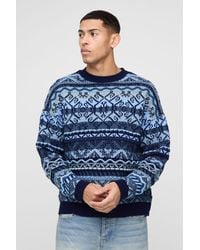 BoohooMAN - Oversized Vintage Textured Knitted Jumper - Lyst
