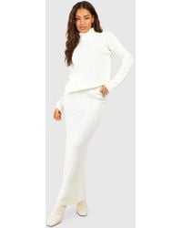 Boohoo - Cable Roll Neck Jumper And Maxi Skirt Knitted Co-Ord - Lyst