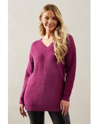 Wallis - Sequin Knit V Neck Knitted Tunic Dress - Lyst