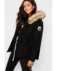 petite luxe faux fur hood sporty cropped coat
