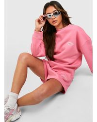 Boohoo - Ath Leisure Embroidered Puff Print Short Tracksuit - Lyst