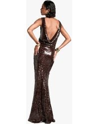 Boohoo - Tall Extreme Cowl Back Sequin Maxi Dress - Lyst