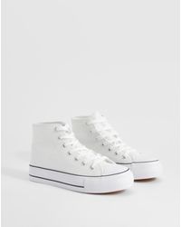 Boohoo - Platform High Top Lace Up Sneakers - Lyst