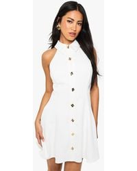 Boohoo - Button Tailored Sleeveless Shirt Mini Dress - Lyst