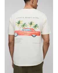 Boohoo - Regular Fit Regular Fit Palm Tree Vintage Car Print Tree T-Shirt - Lyst