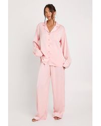 Boohoo - Oversized Satin Long Sleeve Shirt & Pants Pyjama Set - Lyst
