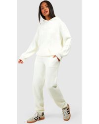 Boohoo - Dsgn Reverse Stitch Oversized Hoody And Jogger Set - Lyst