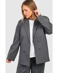 Boohoo - Plus Double Breasted Relaxed Fit Tailored Blazer - Lyst