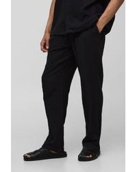 Boohoo - Straight Leg Elasticated Waist Cheesecloth Trouser - Lyst