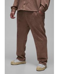 Boohoo - Plus Faux Suede Relaxed Fit Drawcord Pin Tuck Pants - Lyst