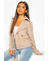 Boohoo Womens Zweireihiger kurzer Trenchcoat - Natur