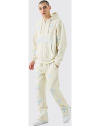 Boohoo - Oversized Boxy Zip Through Embroidered Hood Tracksuit - Lyst