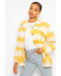 Boohoo Oversized Flannel Coat - Yellow