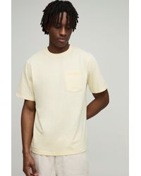 Boohoo - Camiseta Básica Con Cuello De Caja Y Bolsillo - Lyst