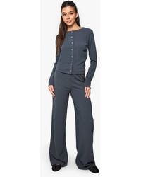 Boohoo - Rib Cardigan And Wide Leg Trouser Co-Ord - Lyst