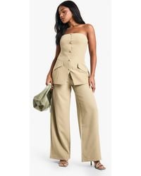 Boohoo - Woven Tailored Pleated Wide Leg Trousers - Lyst