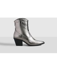 Boohoo - Metallic Cowboy Western Ankle Boots - Lyst