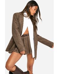 Boohoo - Premium Wool Look Check Oversized Blazer - Lyst