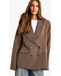 Boohoo - Pinstripe Oversized Single Breasted Blazer - Lyst