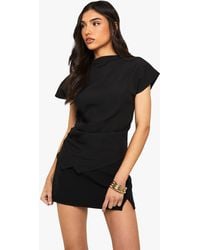 Boohoo - Woven Ruched Side Split Top - Lyst